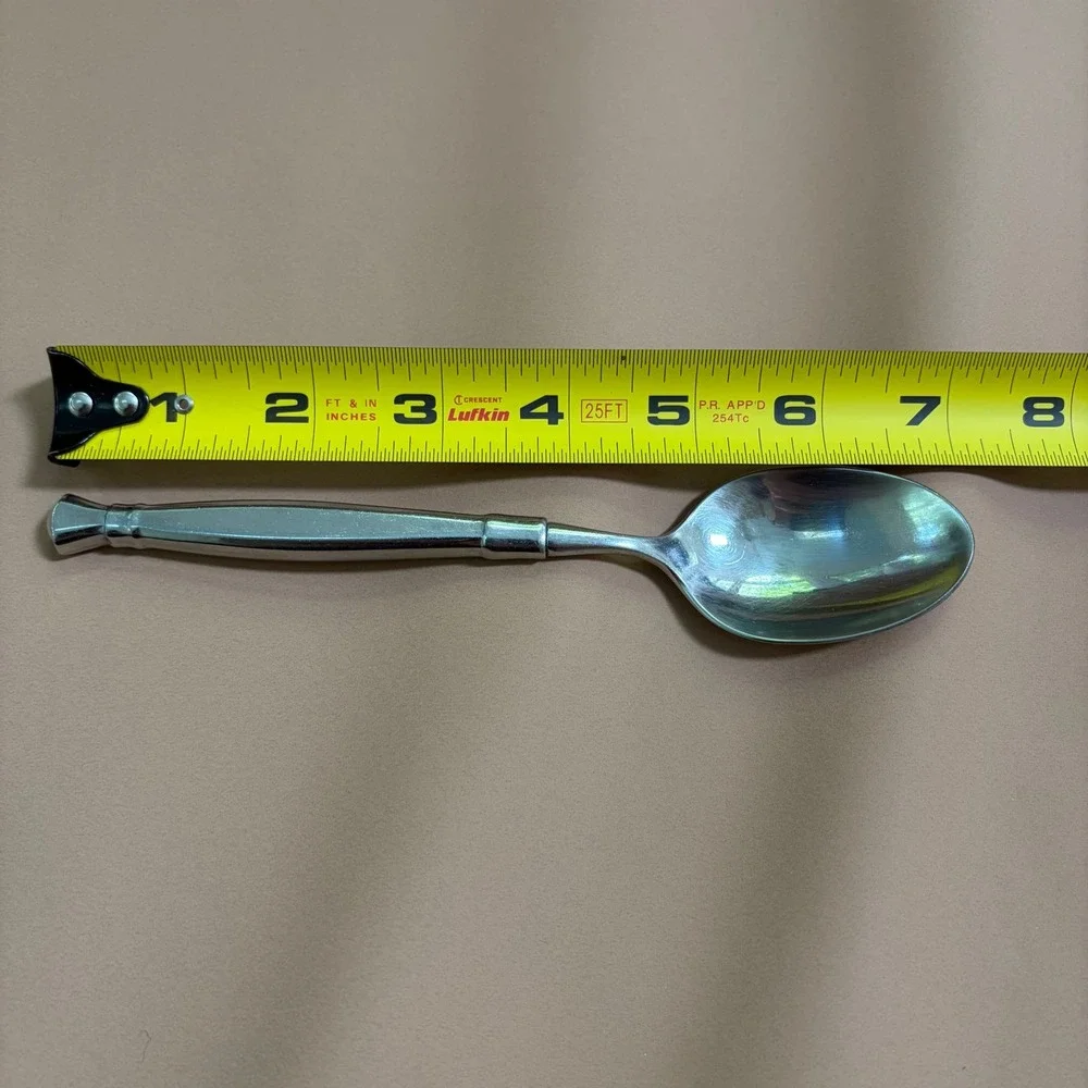 Oneida Act 1 Stainless Table Soup Spoons Set of 5 Glossy Silver Heirloom Cube